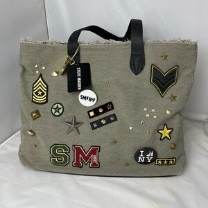 Steve Madden olive army green canvas tote bag